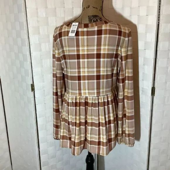 allison andrews multi color plaid blouse size Large fall winter Christmas Gift - Picture 2 of 8